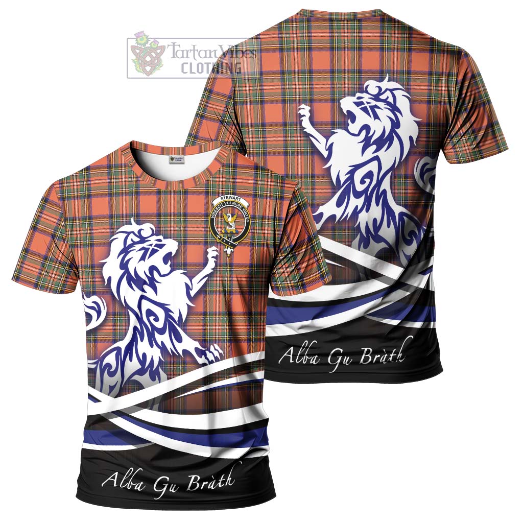 Tartan Vibes Clothing Stewart Royal Ancient Tartan Cotton T-shirt with Alba Gu Brath Regal Lion Emblem