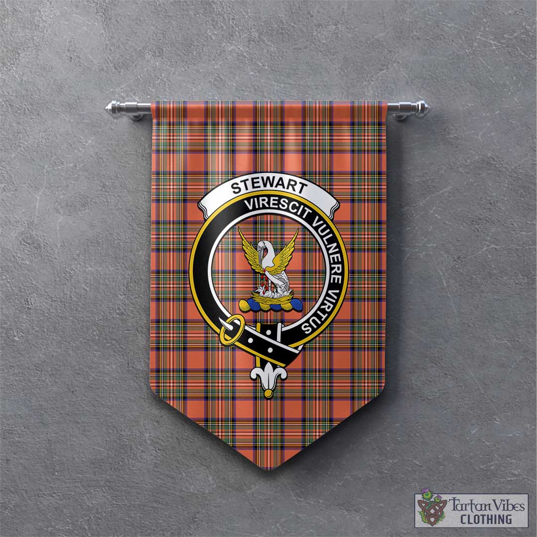 Tartan Vibes Clothing Stewart Royal Ancient Tartan Gonfalon, Tartan Banner with Family Crest