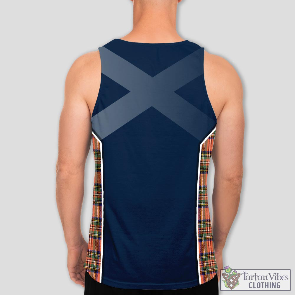 Tartan Vibes Clothing Stewart Royal Ancient Tartan Men's Tanks Top with Family Crest and Scottish Thistle Vibes Sport Style