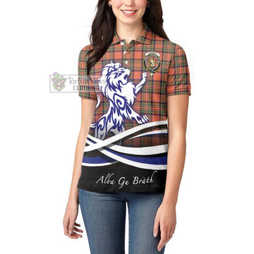 Stewart Royal Ancient Tartan Women's Polo Shirt with Alba Gu Brath Regal Lion Emblem