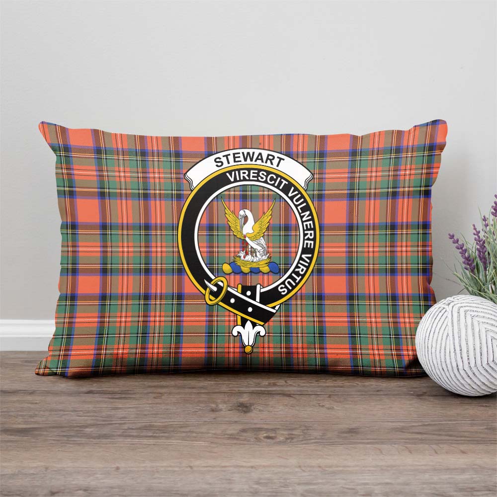 Stewart Royal Ancient Tartan Pillow Cover with Family Crest Rectangle Pillow Cover - Tartanvibesclothing