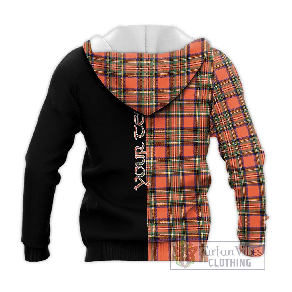 Stewart Royal Ancient Tartan Knitted Hoodie with Family Crest and Half Of Me Style - Tartanvibesclothing Shop