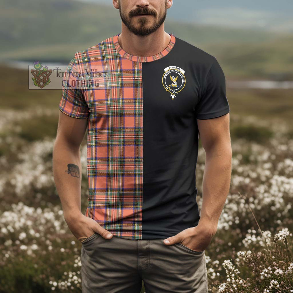 Stewart Royal Ancient Tartan T-Shirt with Family Crest and Half Of Me Style - Tartanvibesclothing Shop