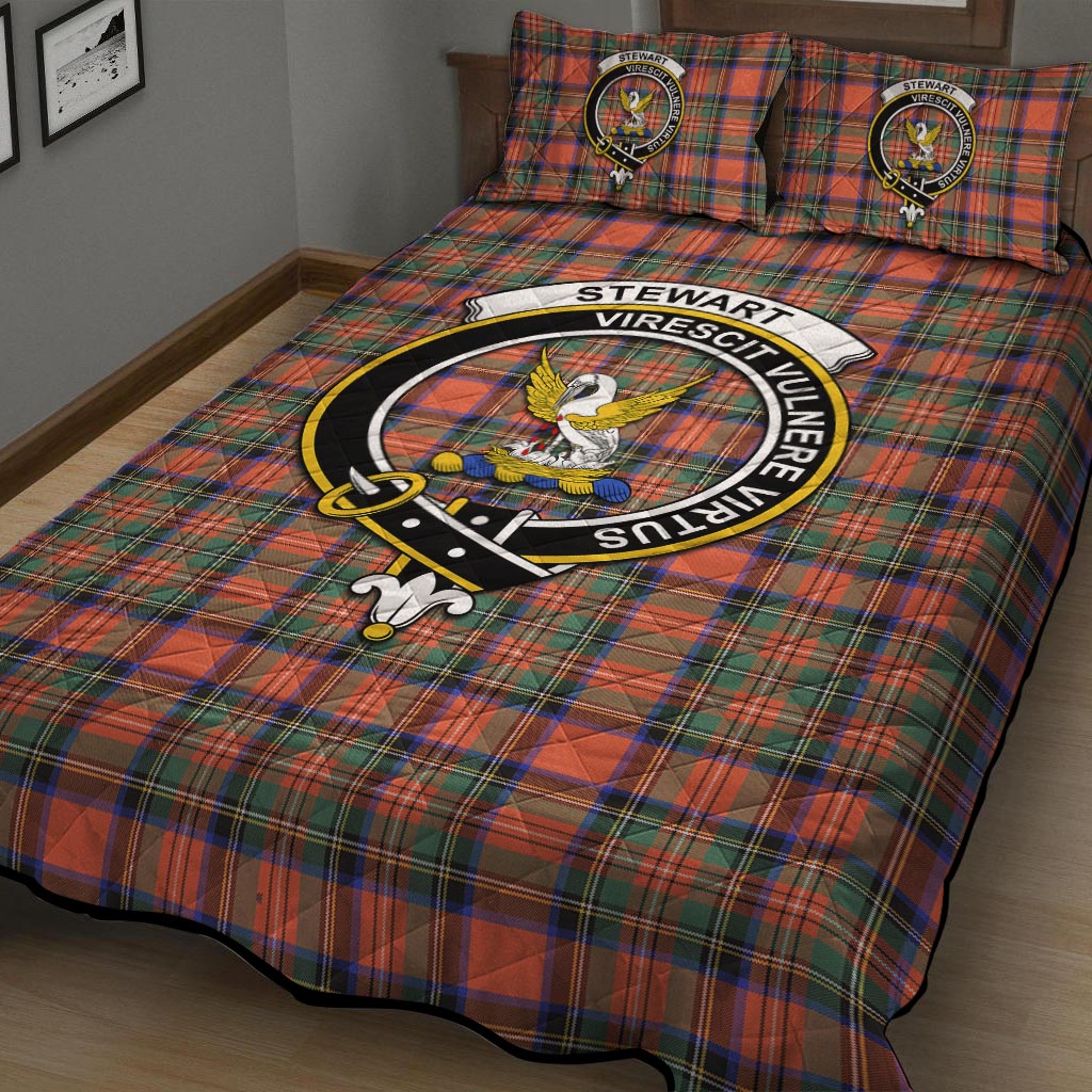 Stewart Royal Ancient Tartan Quilt Bed Set with Family Crest - Tartan Vibes Clothing