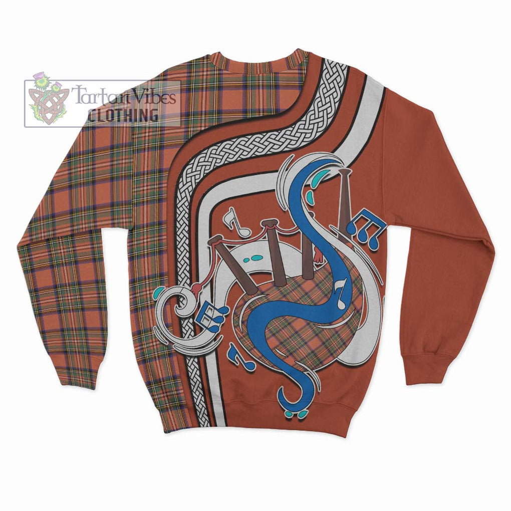 Tartan Vibes Clothing Stewart Royal Ancient Tartan Sweatshirt with Epic Bagpipe Style