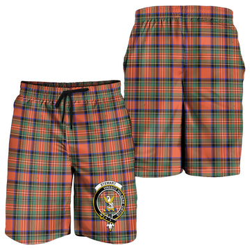 Stewart Royal Ancient Tartan Mens Shorts with Family Crest