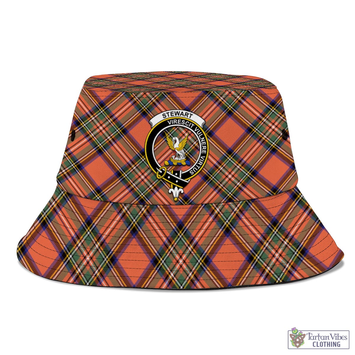 Tartan Vibes Clothing Stewart Royal Ancient Tartan Bucket Hat with Family Crest