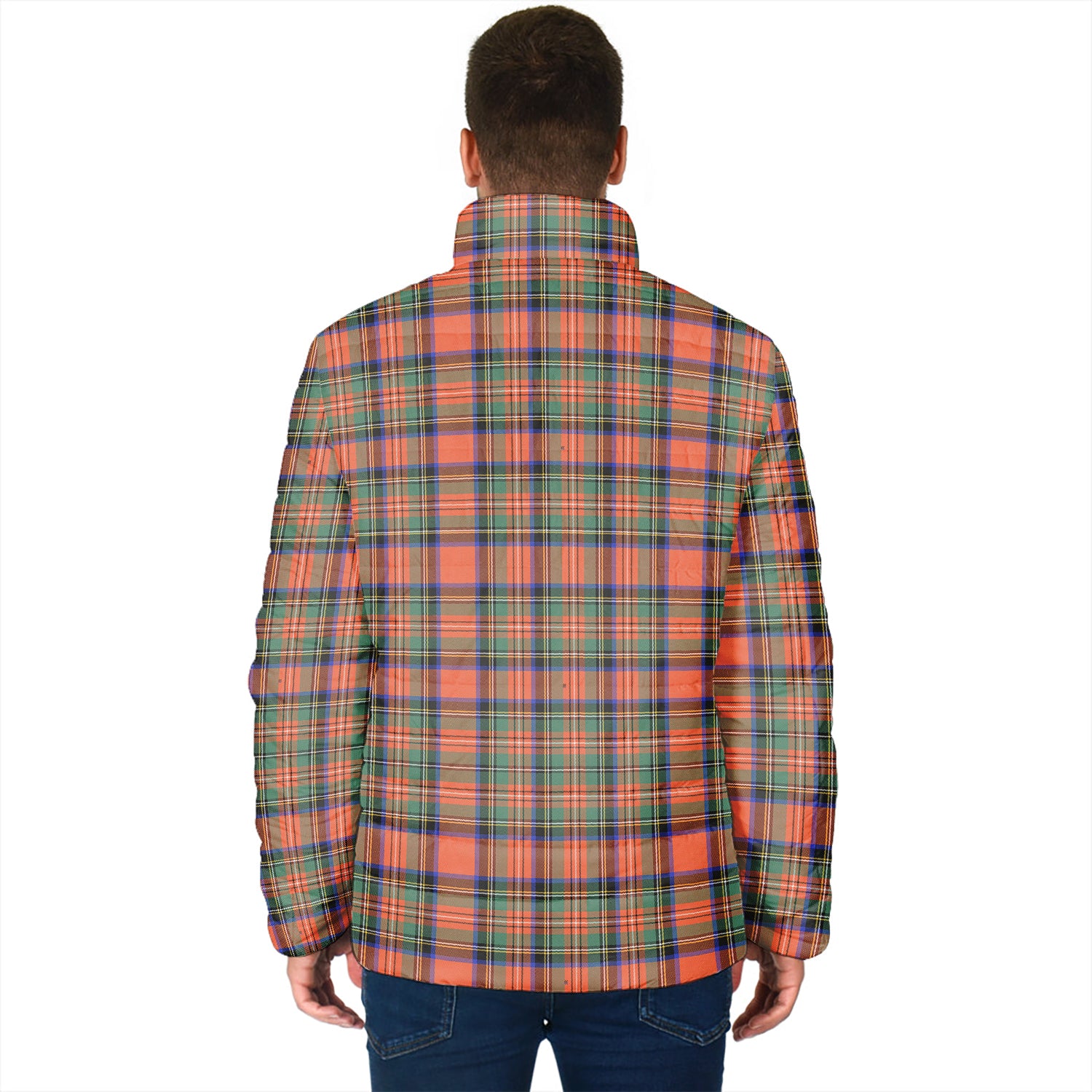 Stewart Royal Ancient Tartan Padded Jacket with Family Crest - Tartan Vibes Clothing