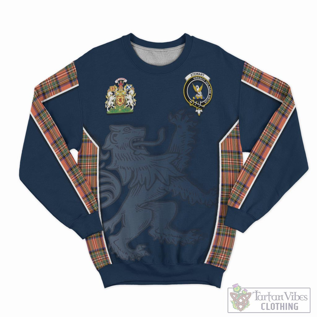 Tartan Vibes Clothing Stewart Royal Ancient Tartan Sweater with Family Crest and Lion Rampant Vibes Sport Style