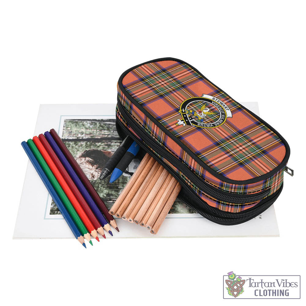 Tartan Vibes Clothing Stewart Royal Ancient Tartan Pen and Pencil Case with Family Crest
