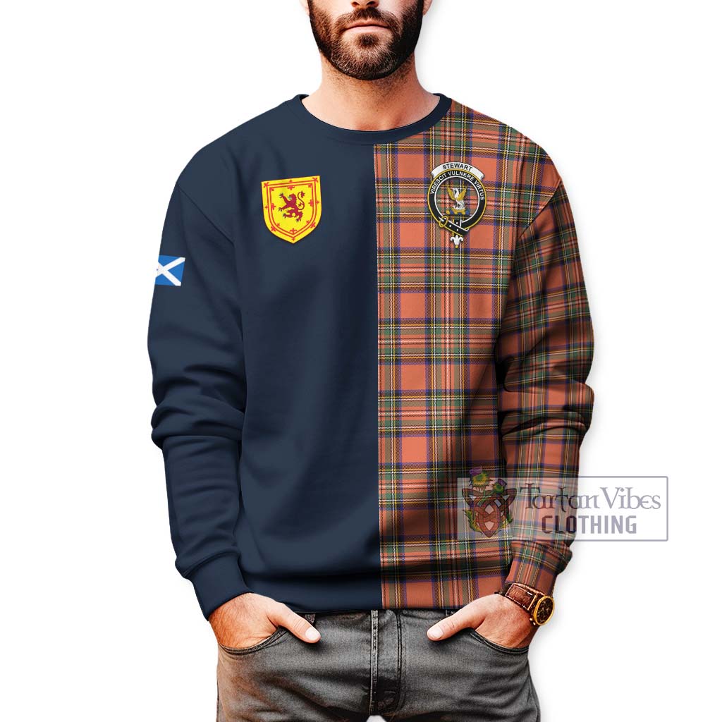 Tartan Vibes Clothing Stewart Royal Ancient Tartan Sweatshirt with Scottish Lion Royal Arm Half Style