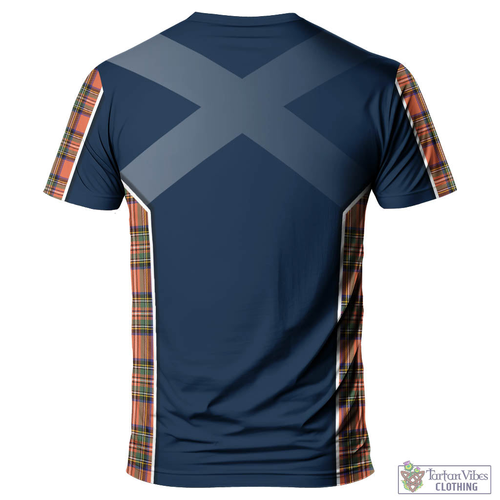 Tartan Vibes Clothing Stewart Royal Ancient Tartan T-Shirt with Family Crest and Scottish Thistle Vibes Sport Style