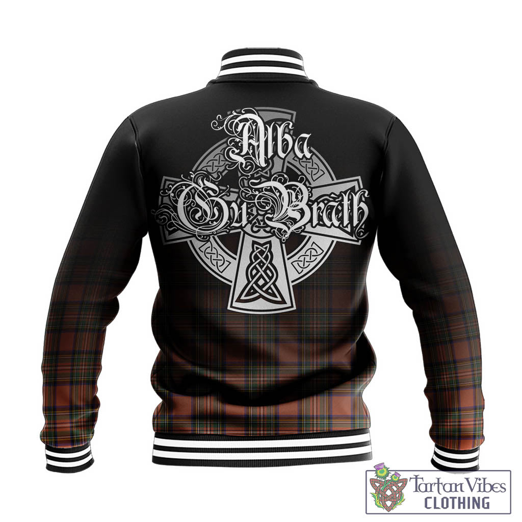 Tartan Vibes Clothing Stewart Royal Ancient Tartan Baseball Jacket Featuring Alba Gu Brath Family Crest Celtic Inspired