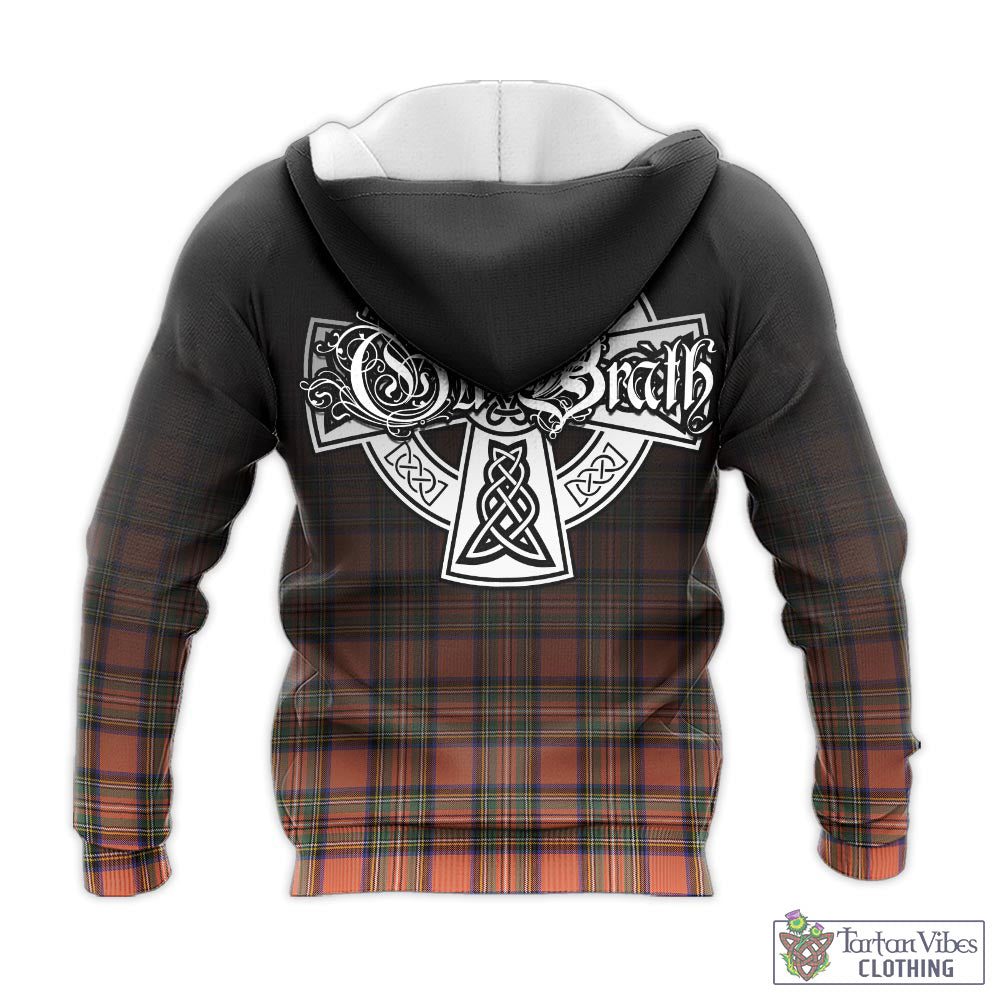 Tartan Vibes Clothing Stewart Royal Ancient Tartan Knitted Hoodie Featuring Alba Gu Brath Family Crest Celtic Inspired
