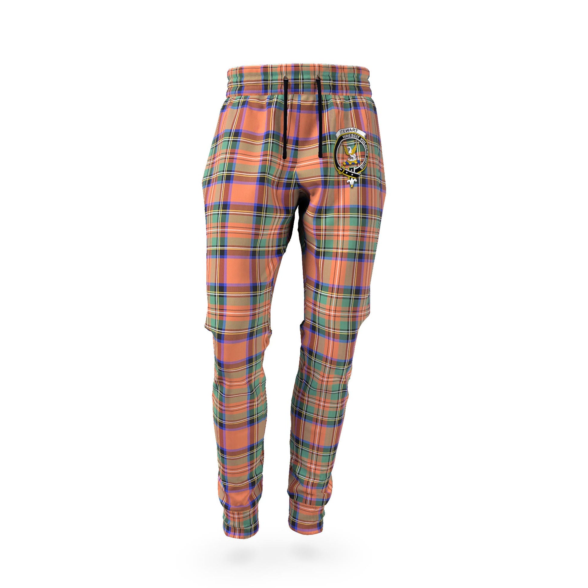 Stewart Royal Ancient Tartan Joggers Pants with Family Crest - Tartanvibesclothing Shop