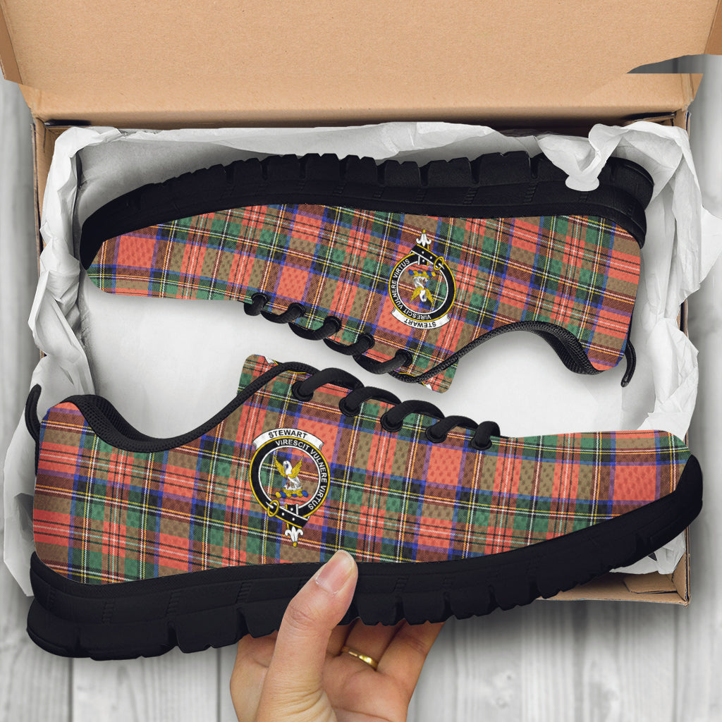 Stewart Royal Ancient Tartan Sneakers with Family Crest - Tartan Vibes Clothing