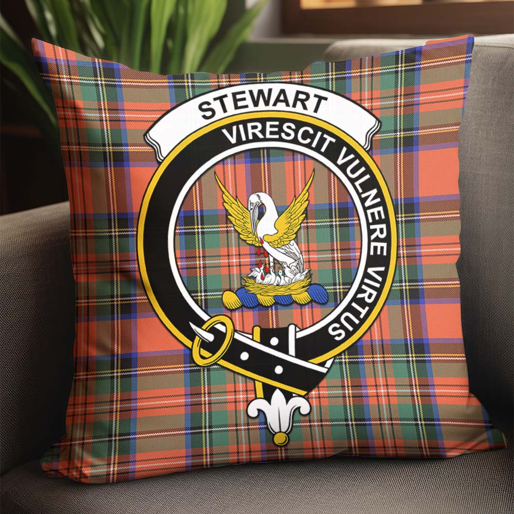 Stewart Royal Ancient Tartan Pillow Cover with Family Crest - Tartanvibesclothing