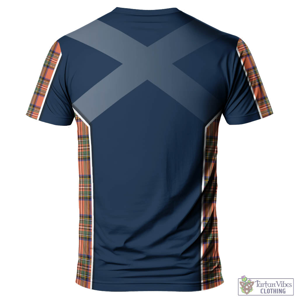 Tartan Vibes Clothing Stewart Royal Ancient Tartan T-Shirt with Family Crest and Lion Rampant Vibes Sport Style