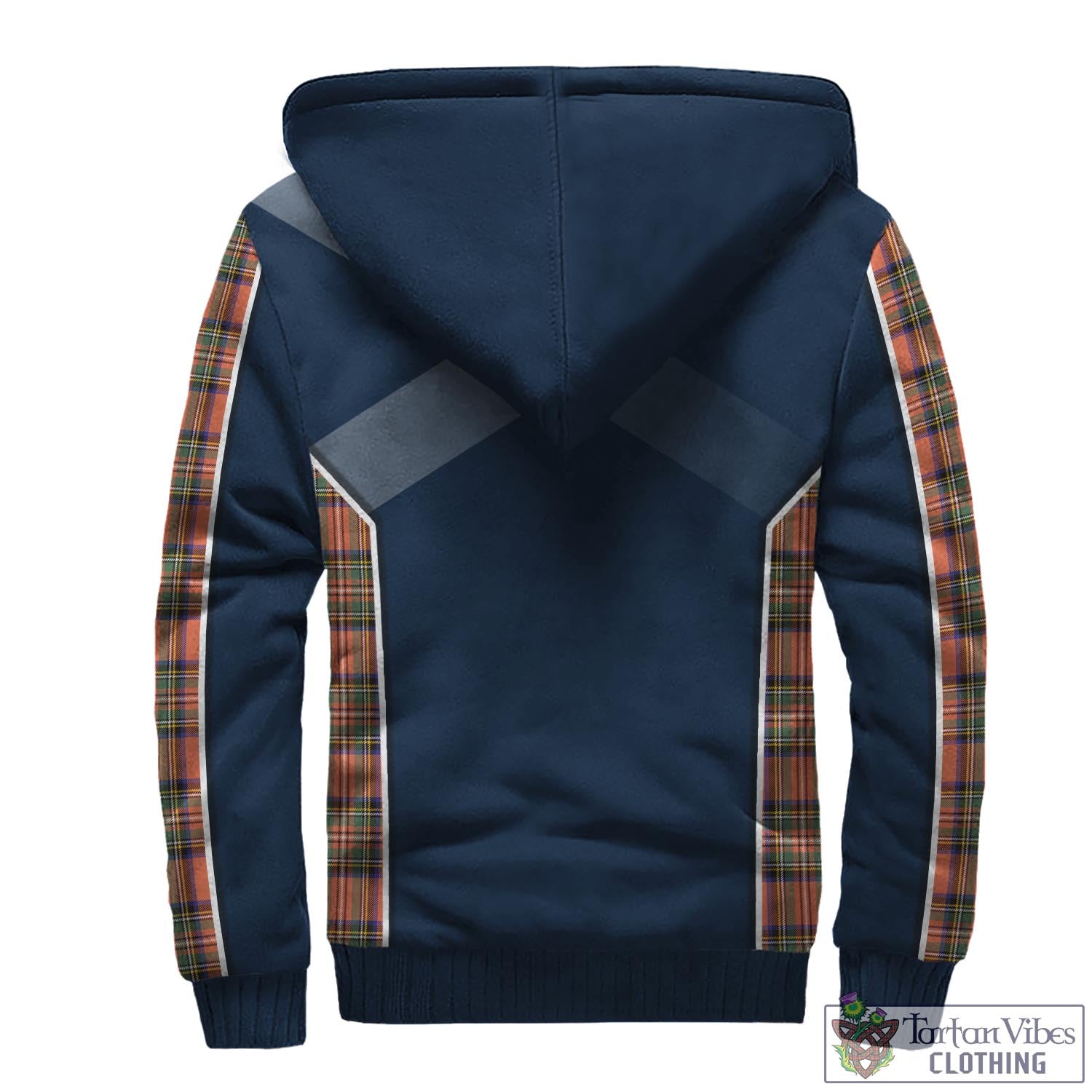 Tartan Vibes Clothing Stewart Royal Ancient Tartan Sherpa Hoodie with Family Crest and Scottish Thistle Vibes Sport Style