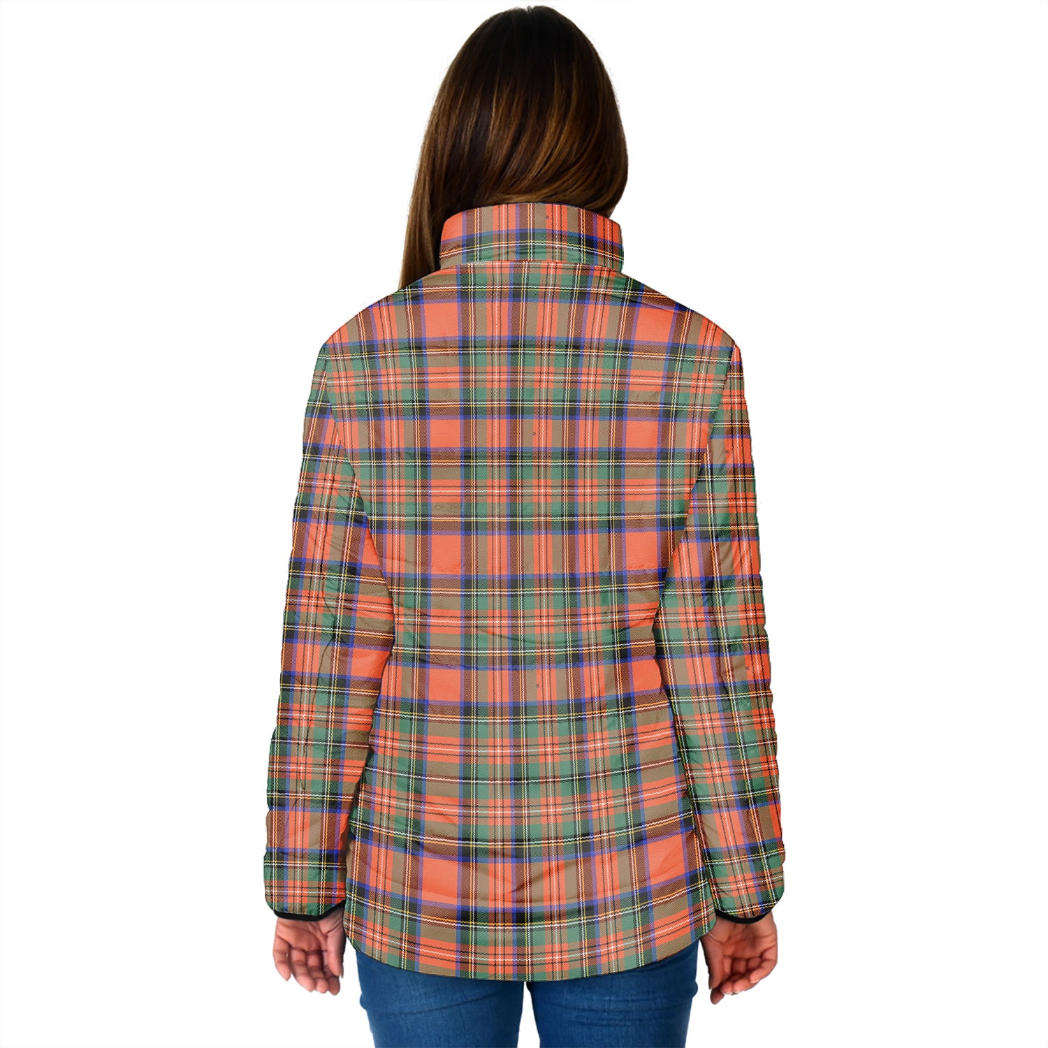 Stewart Royal Ancient Tartan Padded Jacket with Family Crest - Tartan Vibes Clothing