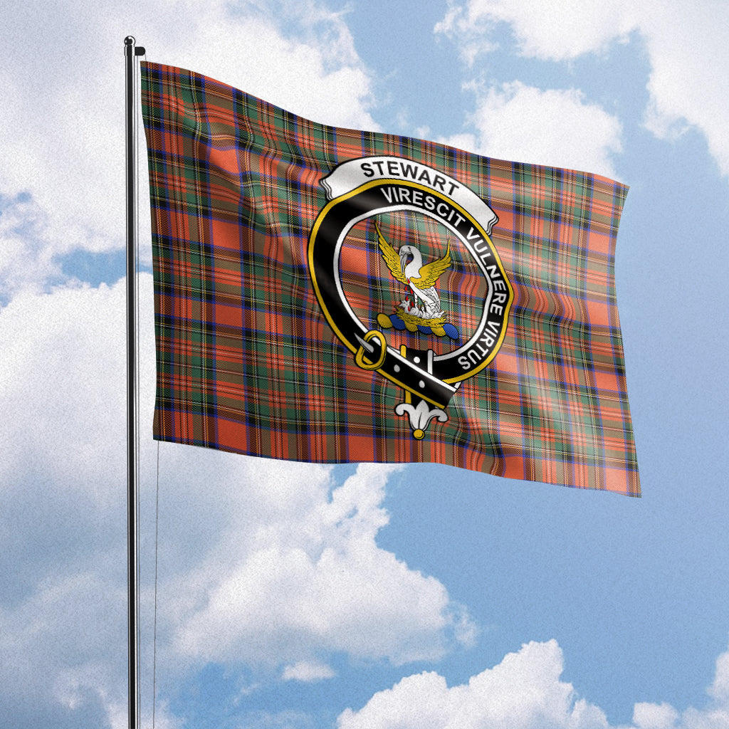 Stewart Royal Ancient Tartan Flag with Family Crest House Flag (Horizontal) - Tartan Vibes Clothing