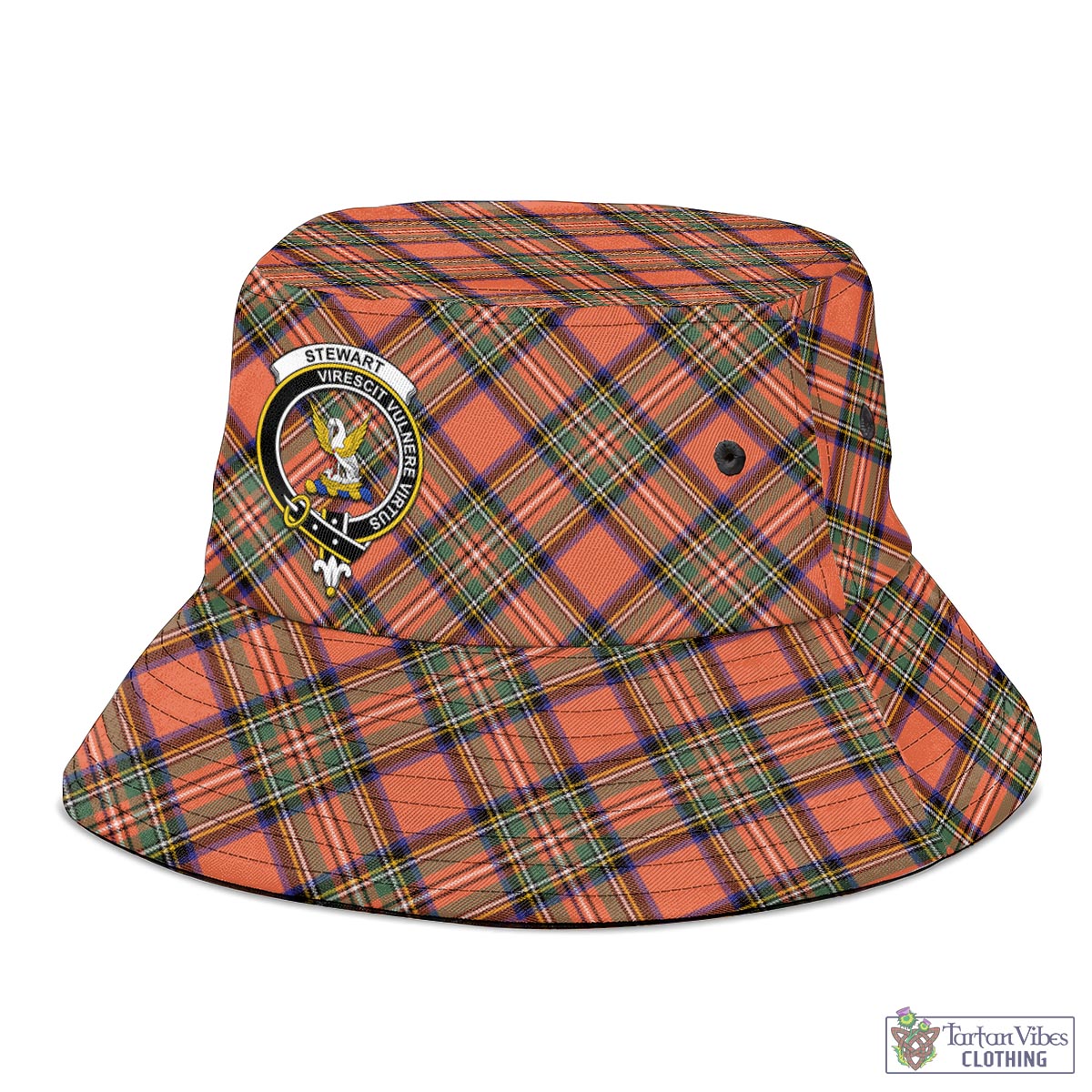 Tartan Vibes Clothing Stewart Royal Ancient Tartan Bucket Hat with Family Crest