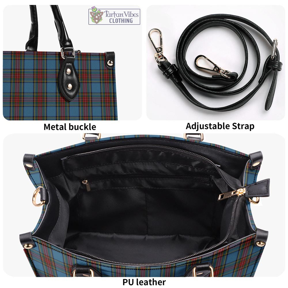 Tartan Vibes Clothing Stewart Royal Blue Tartan Luxury Leather Handbags