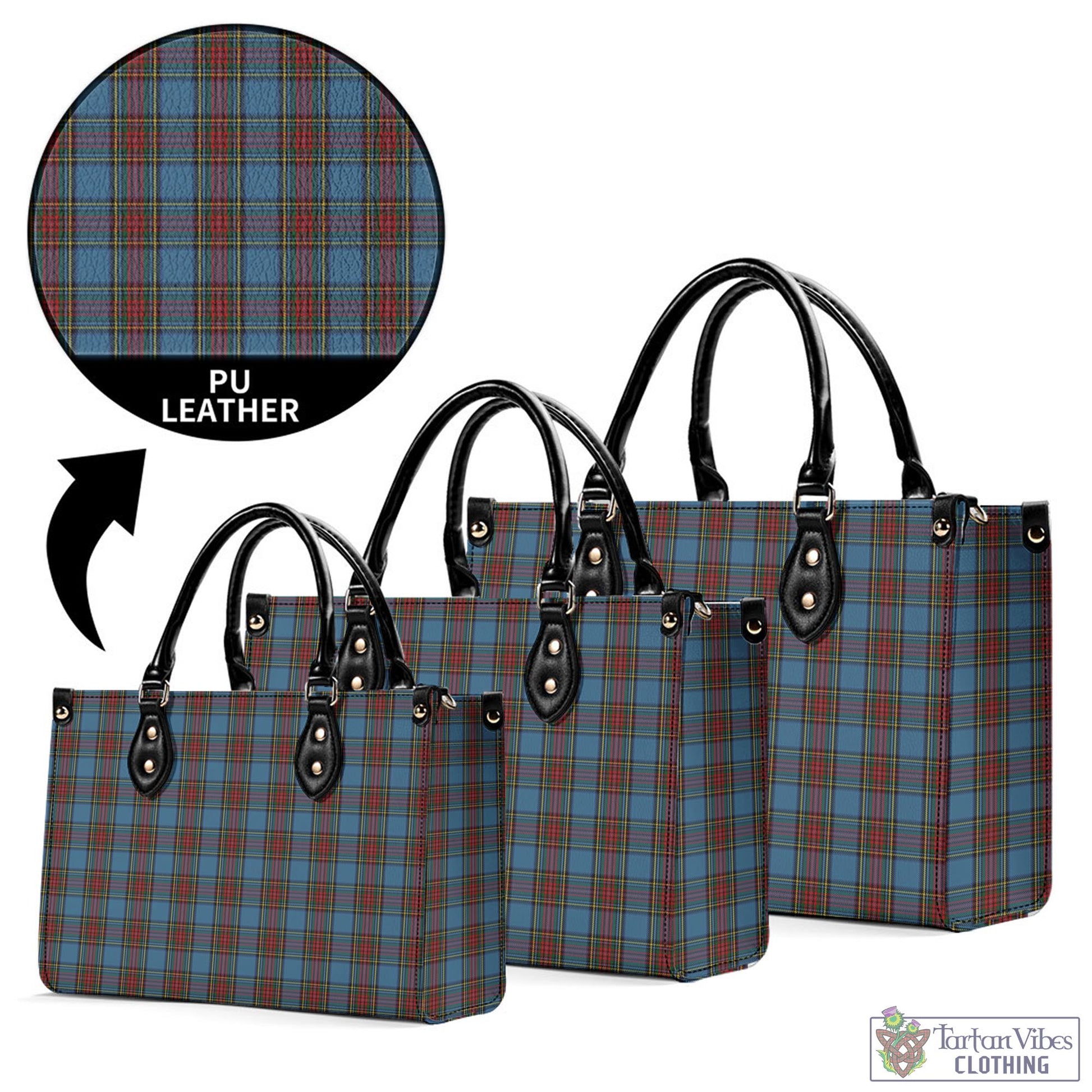 Tartan Vibes Clothing Stewart Royal Blue Tartan Luxury Leather Handbags