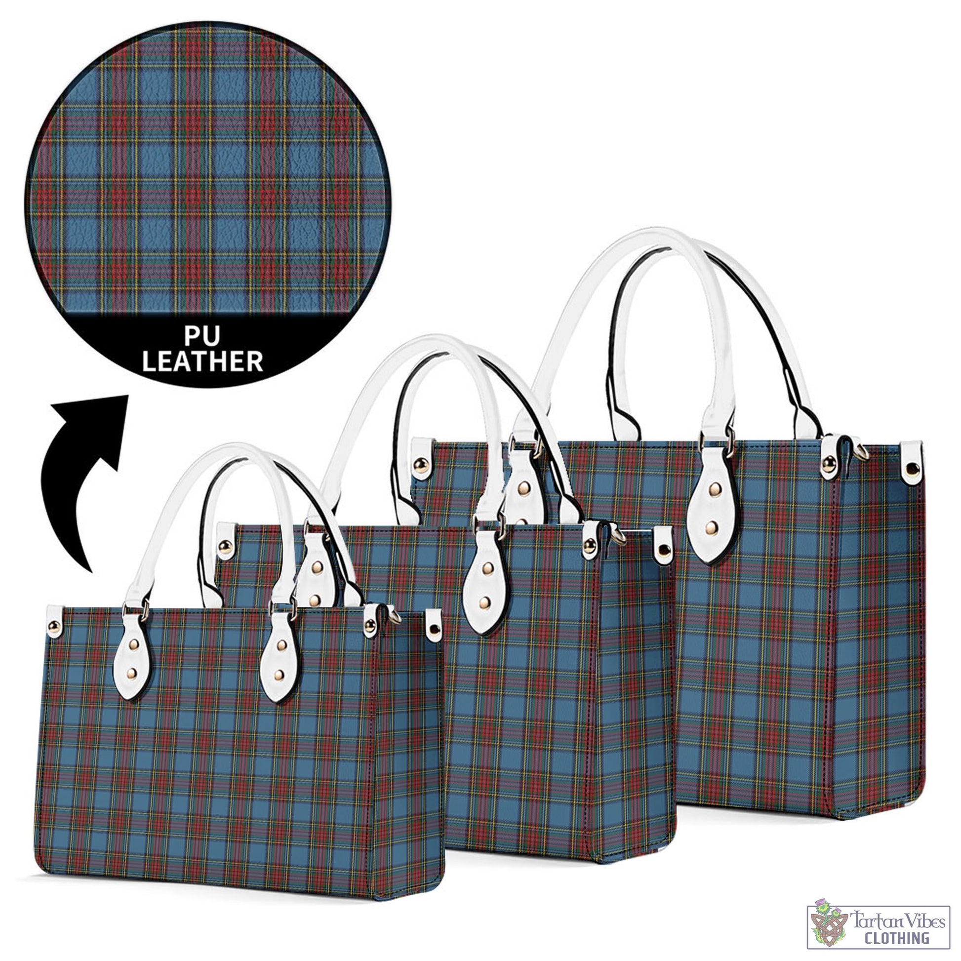 Tartan Vibes Clothing Stewart Royal Blue Tartan Luxury Leather Handbags