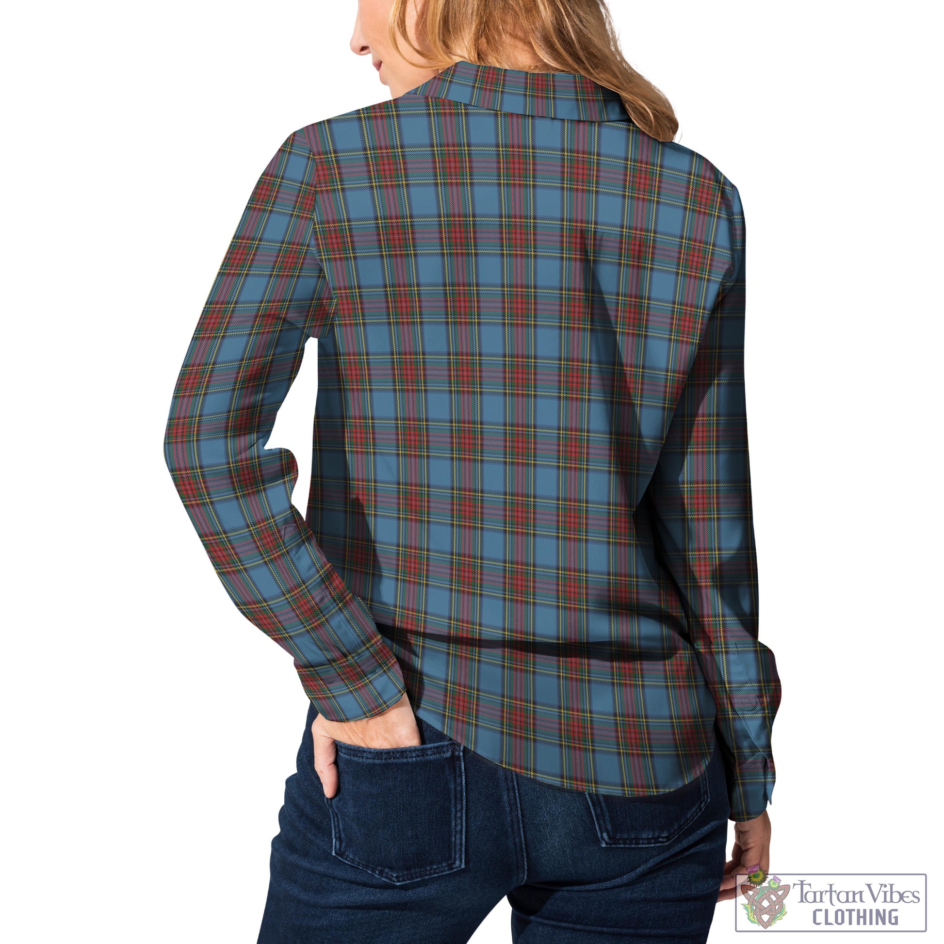 Stewart Royal Blue Tartan Womens Casual Shirt