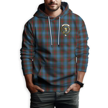 Stewart Royal Blue Tartan Hoodie with Family Crest