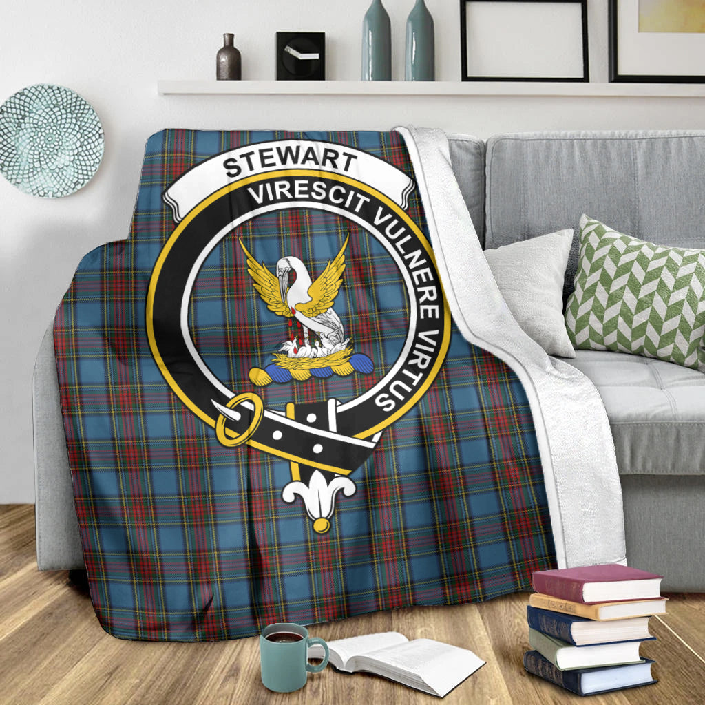 stewart-royal-blue-tartab-blanket-with-family-crest