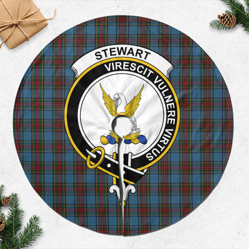 Stewart Royal Blue Tartan Christmas Tree Skirt with Family Crest