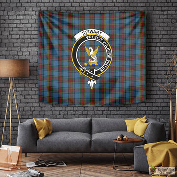 Stewart Royal Blue Tartan Tapestry Wall Hanging and Home Decor for Room with Family Crest