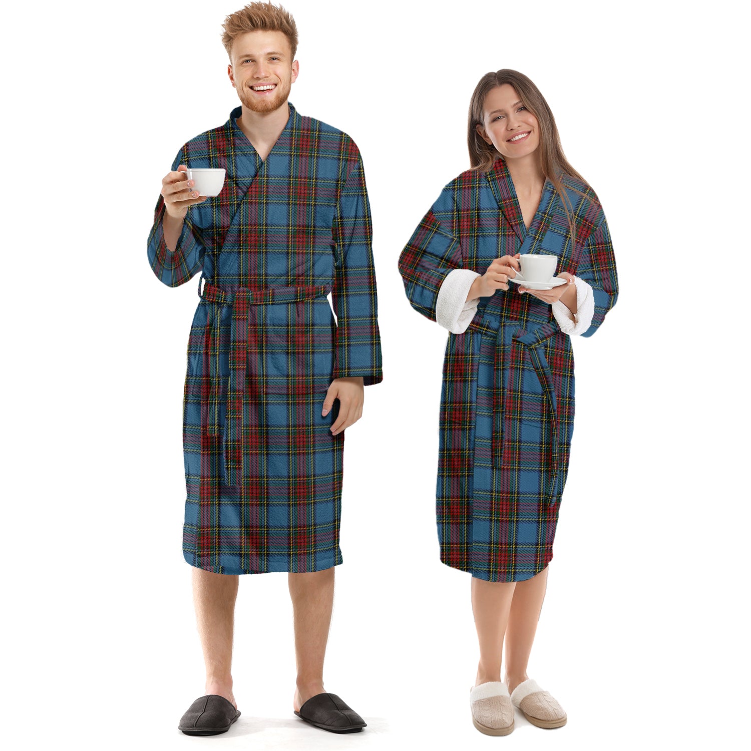 Stewart Royal Blue Tartan Bathrobe Unisex S - Tartan Vibes Clothing