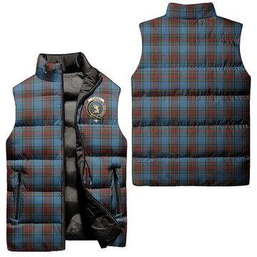 Stewart Royal Blue Tartan Sleeveless Puffer Jacket with Family Crest