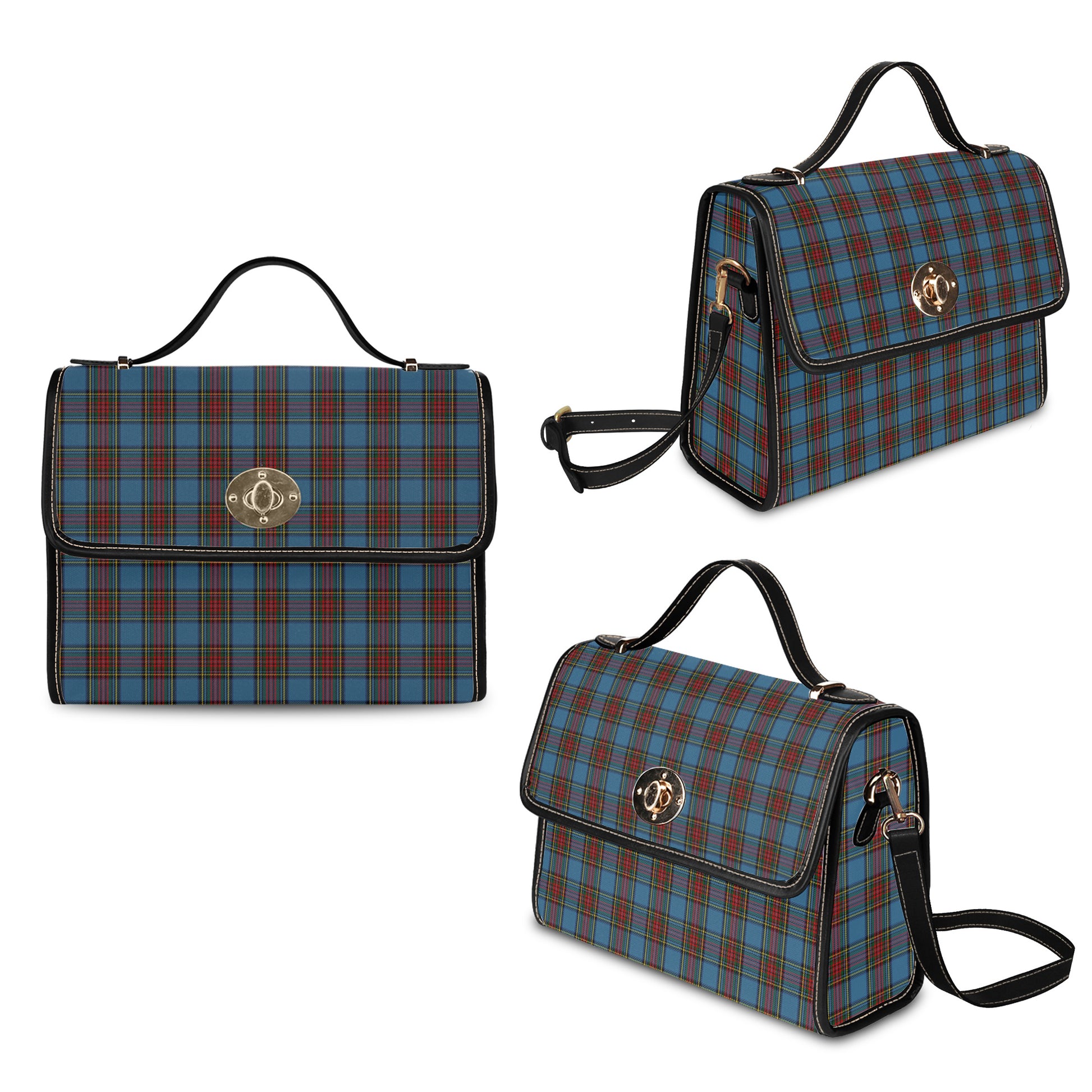 Stewart Royal Blue Tartan Leather Strap Waterproof Canvas Bag One Size 34cm * 42cm (13.4" x 16.5") - Tartanvibesclothing