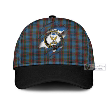 Stewart Royal Blue Tartan Classic Cap with Family Crest In Me Style