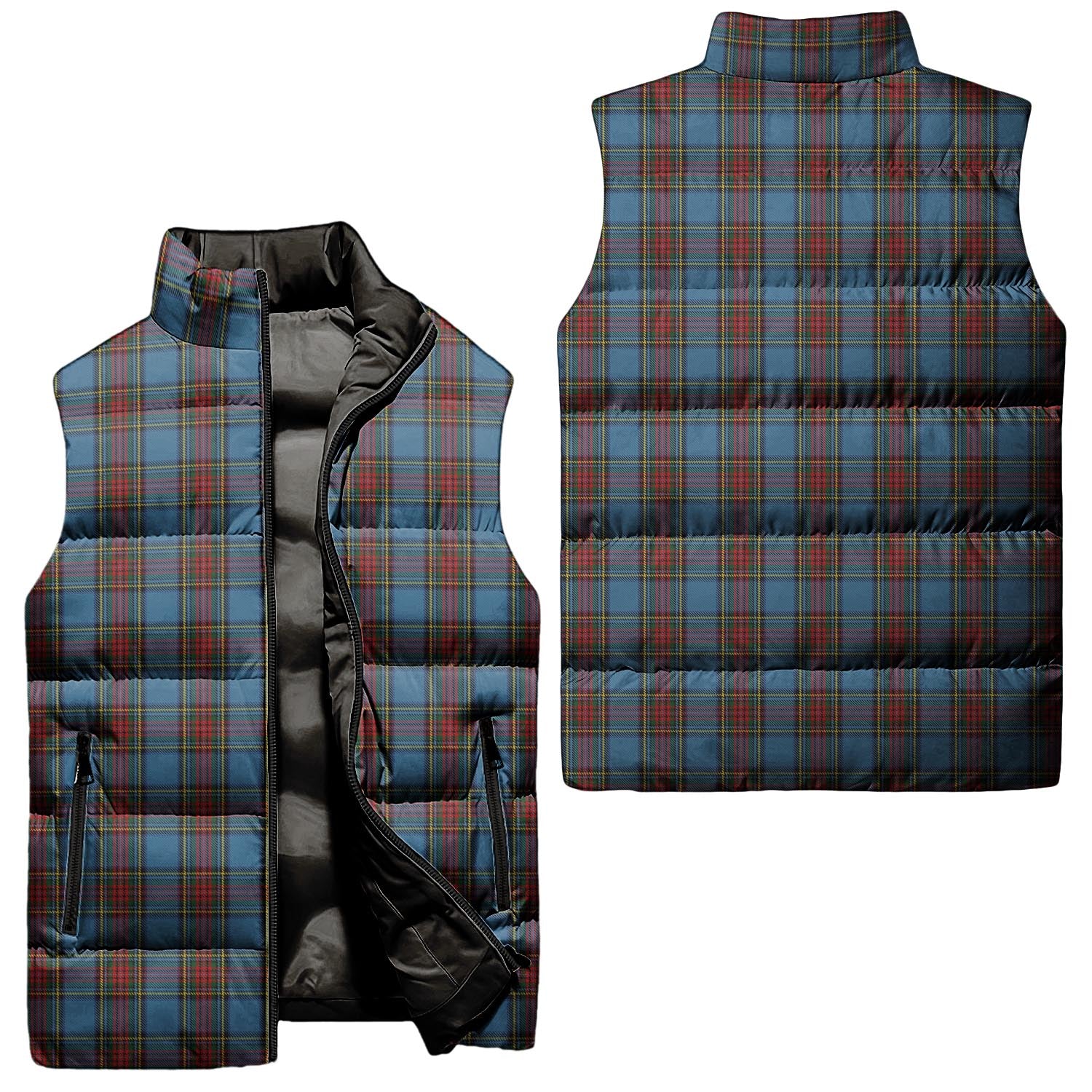 Stewart Royal Blue Tartan Sleeveless Puffer Jacket Unisex - Tartanvibesclothing