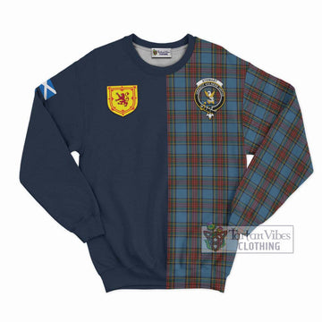 Stewart Royal Blue Tartan Sweatshirt Alba with Scottish Lion Royal Arm Half Style