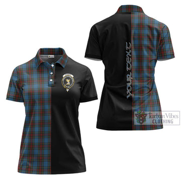 Stewart Royal Blue Tartan Women's Polo Shirt with Family Crest and Half Of Me Style