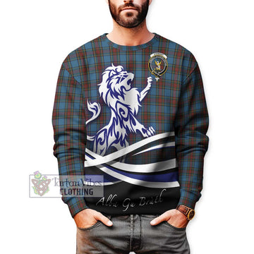 Stewart Royal Blue Tartan Sweatshirt with Alba Gu Brath Regal Lion Emblem