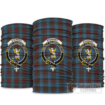 Stewart Royal Blue Tartan Neck Gaiters, Tartan Bandanas, Tartan Head Band with Family Crest