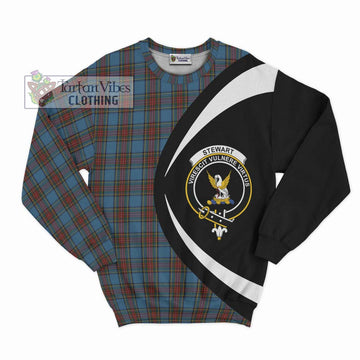 Stewart Royal Blue Tartan Sweatshirt with Family Crest Circle Style