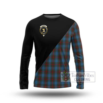 Stewart Royal Blue Tartan Long Sleeve T-Shirt with Family Crest and Military Logo Style