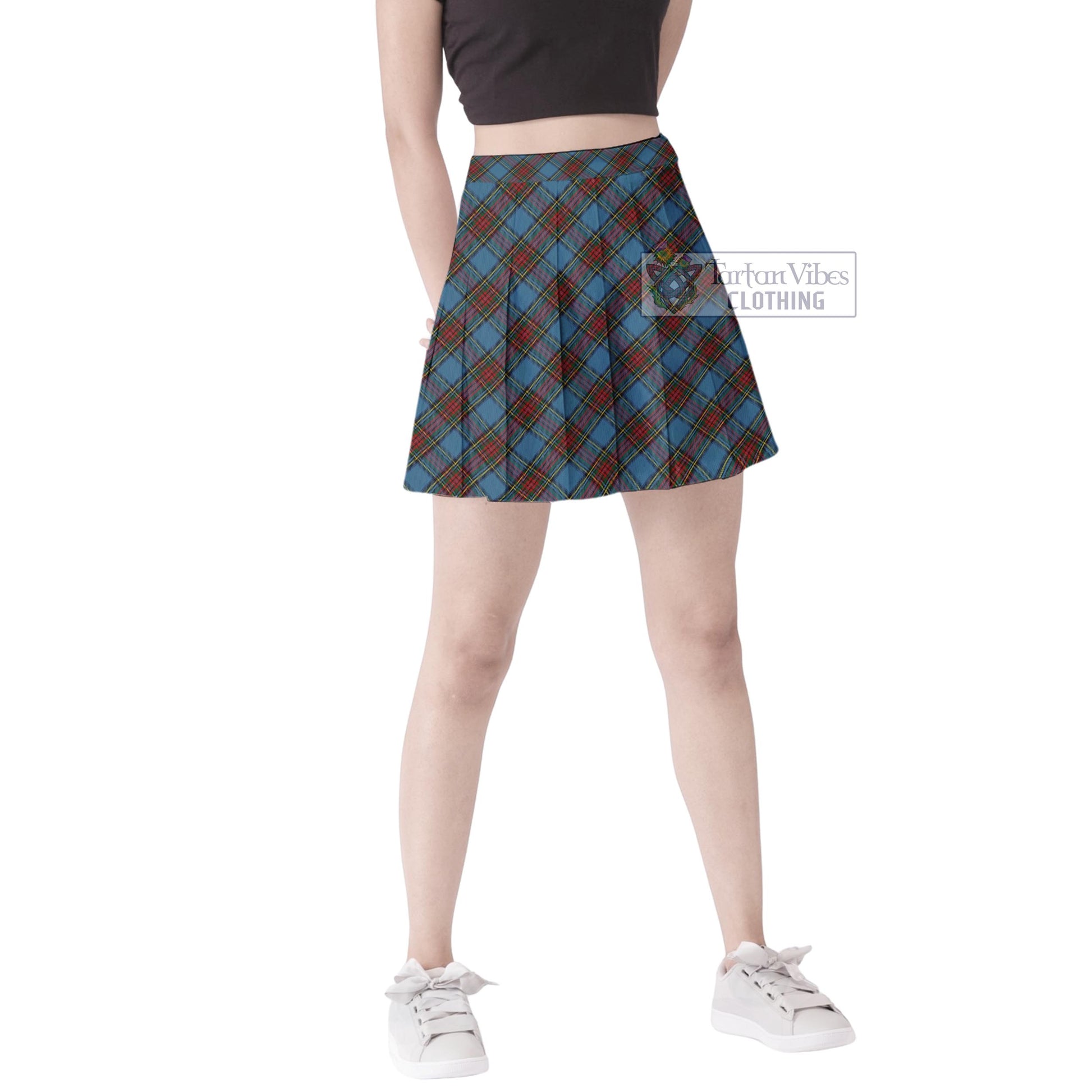 Tartan Vibes Clothing Stewart Royal Blue Tartan Women's Plated Mini Skirt