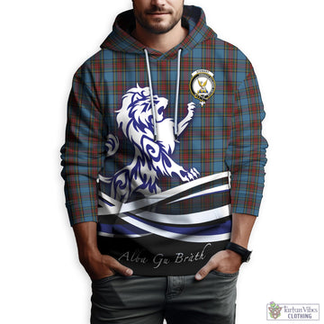 Stewart Royal Blue Tartan Hoodie with Alba Gu Brath Regal Lion Emblem