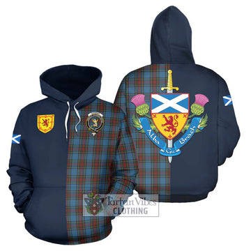 Stewart Royal Blue Tartan Hoodie Alba with Scottish Lion Royal Arm Half Style