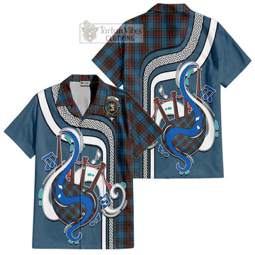 Stewart Royal Blue Tartan Short Sleeve Button Shirt with Epic Bagpipe Style