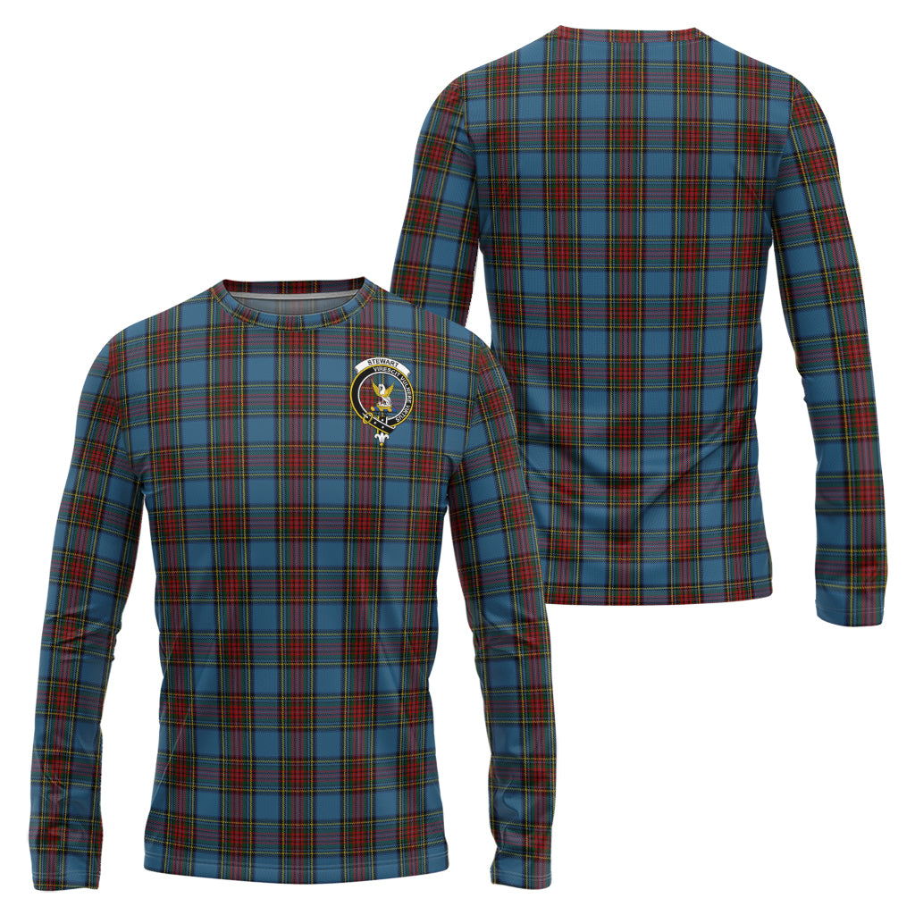 stewart-royal-blue-tartan-long-sleeve-t-shirt-with-family-crest